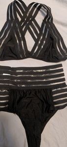 Black, high waisted bikini